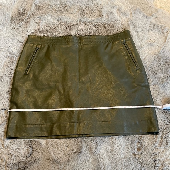Olive Green Mini Faux Leather Skirt - Picture 5 of 13